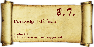 Borsody Tímea névjegykártya